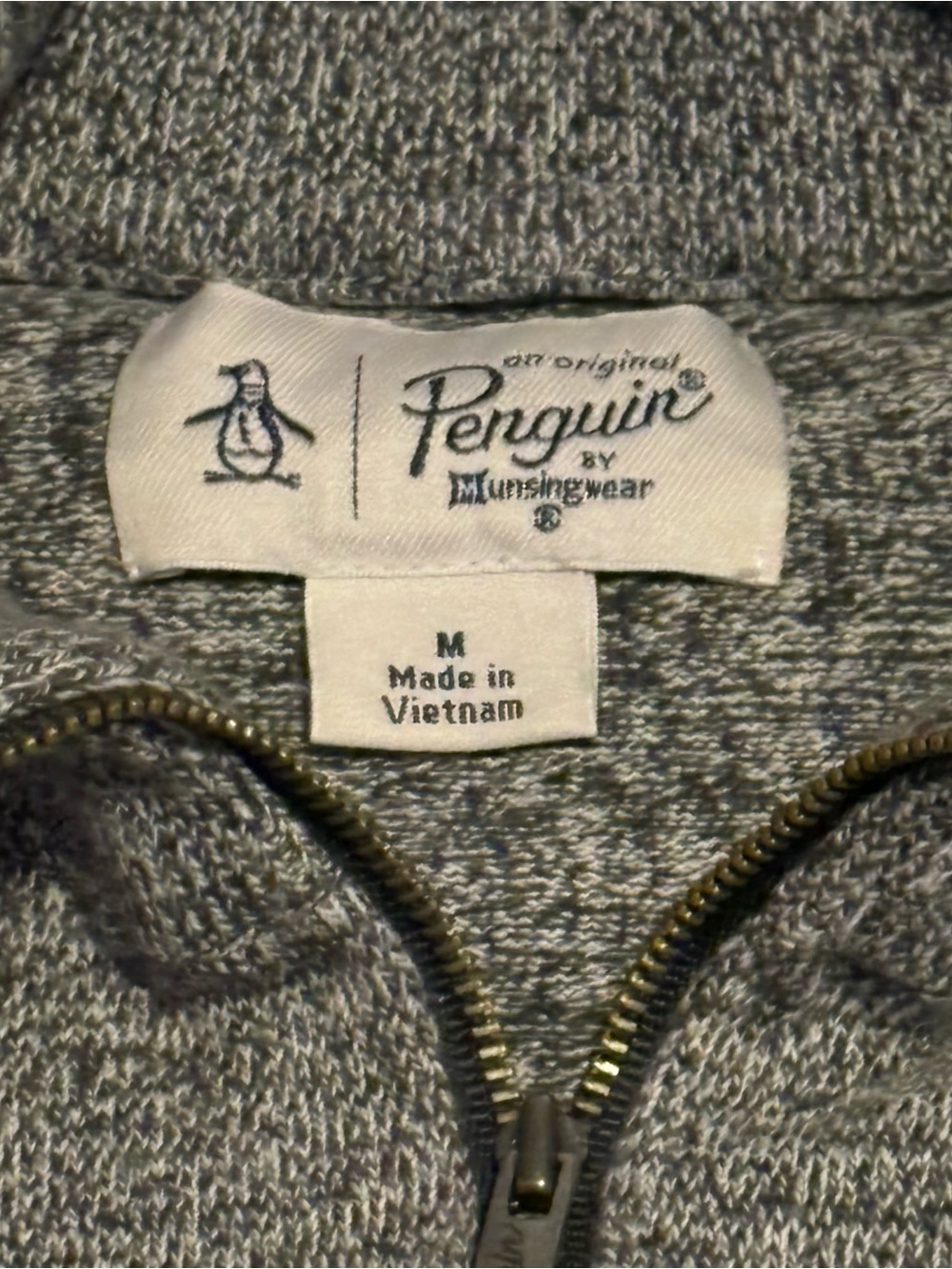 Original Penguin Men's Marled Gray Quarter-Zip Sweater - Size M